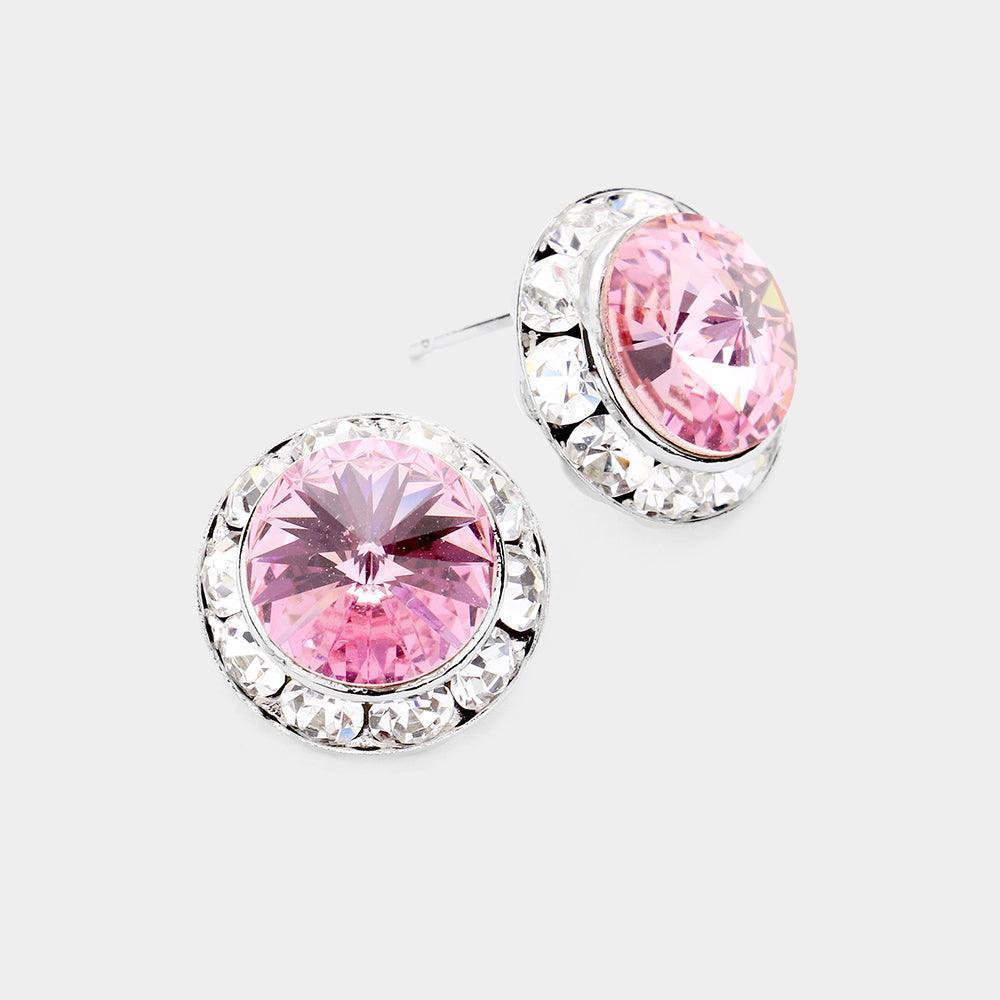 Rivoli Cut Genuine Crystal Round Stud Earrings - Jewelry Store by Erik Rayo