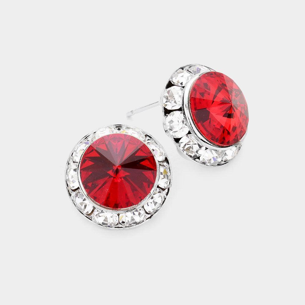Rivoli Cut Genuine Crystal Round Stud Earrings - Jewelry Store by Erik Rayo