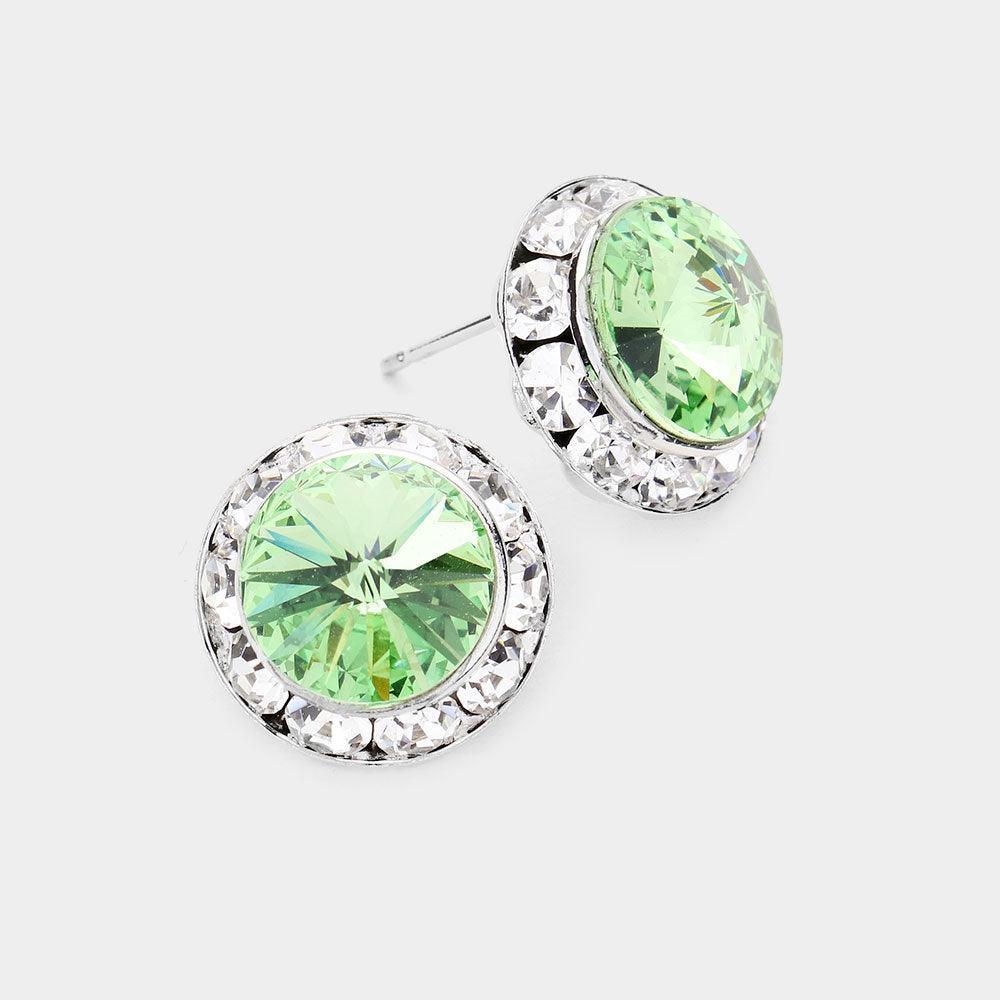 Rivoli Cut Genuine Crystal Round Stud Earrings - Jewelry Store by Erik Rayo