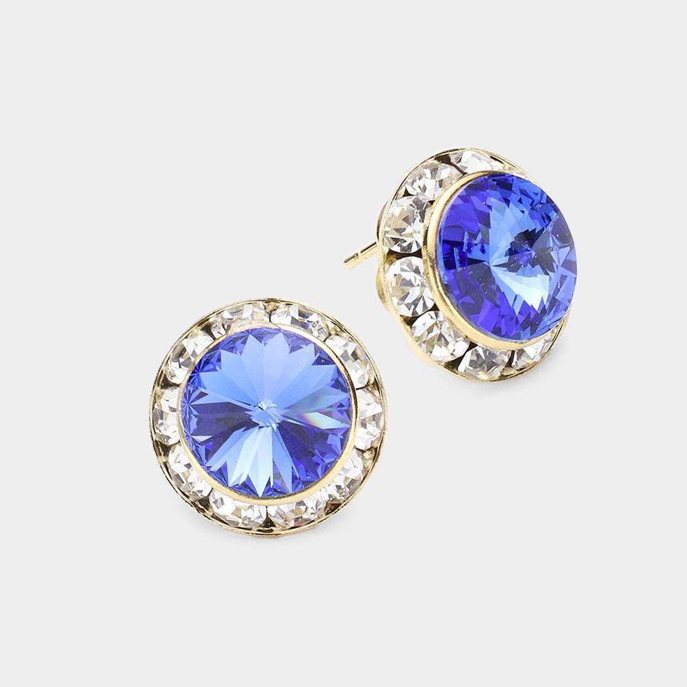 Rivoli Cut Genuine Crystal Round Stud Earrings - Jewelry Store by Erik Rayo