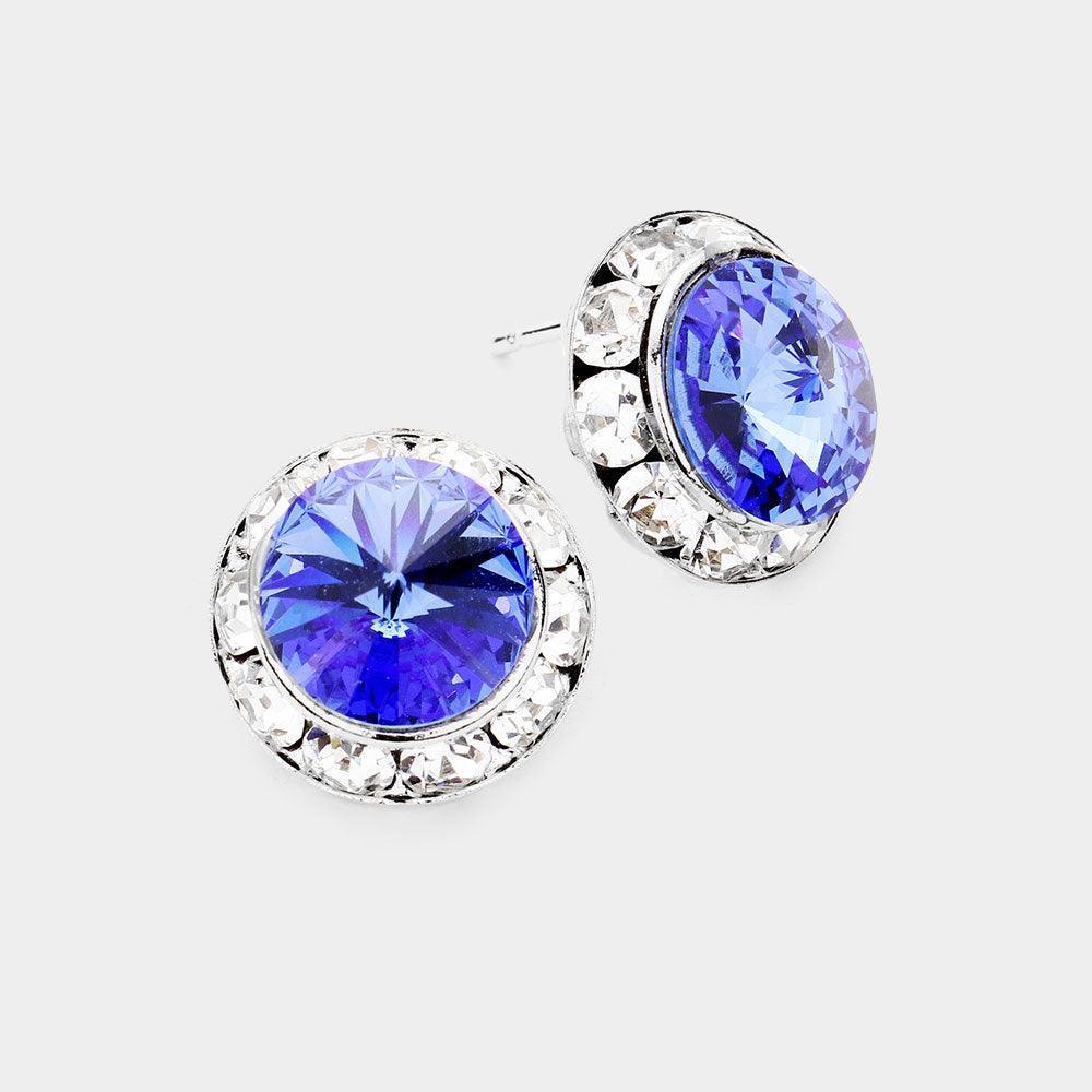Rivoli Cut Genuine Crystal Round Stud Earrings - Jewelry Store by Erik Rayo