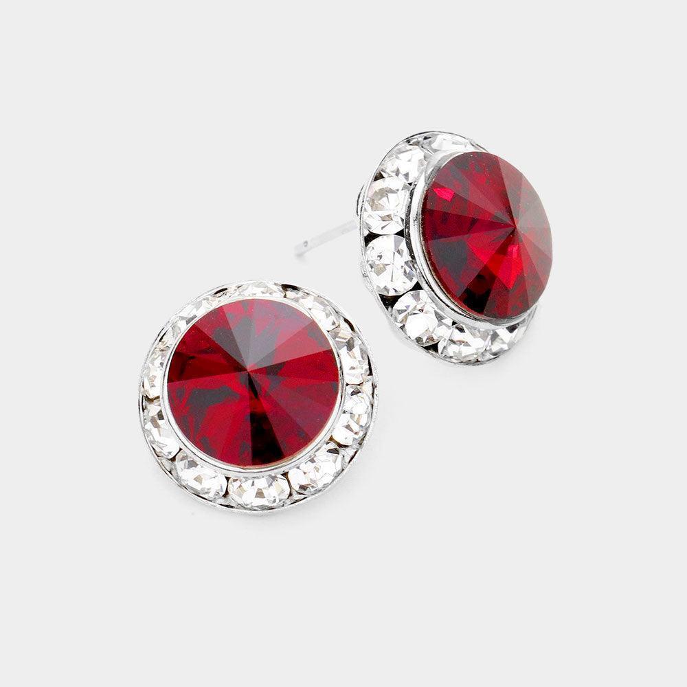 Rivoli Cut Genuine Crystal Round Stud Earrings - Jewelry Store by Erik Rayo