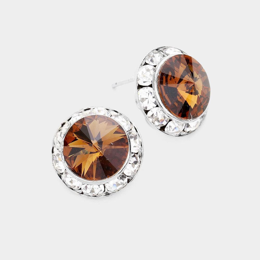 Rivoli Cut Genuine Crystal Round Stud Earrings - Jewelry Store by Erik Rayo
