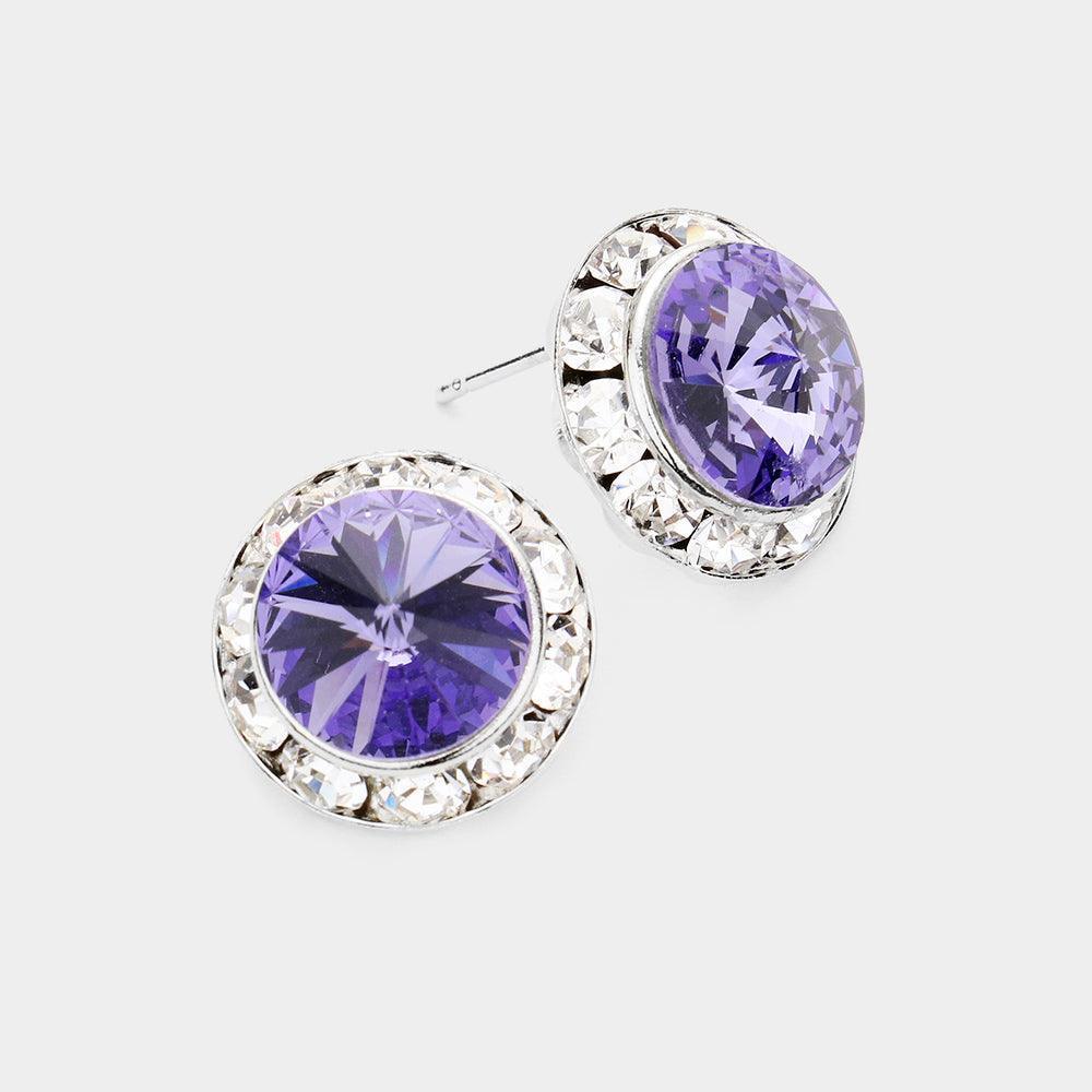 Rivoli Cut Genuine Crystal Round Stud Earrings - Jewelry Store by Erik Rayo