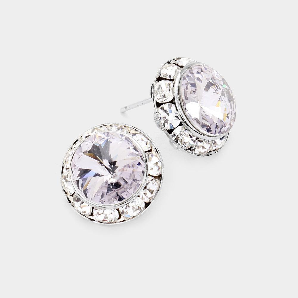 Rivoli Cut Genuine Crystal Round Stud Earrings - Jewelry Store by Erik Rayo