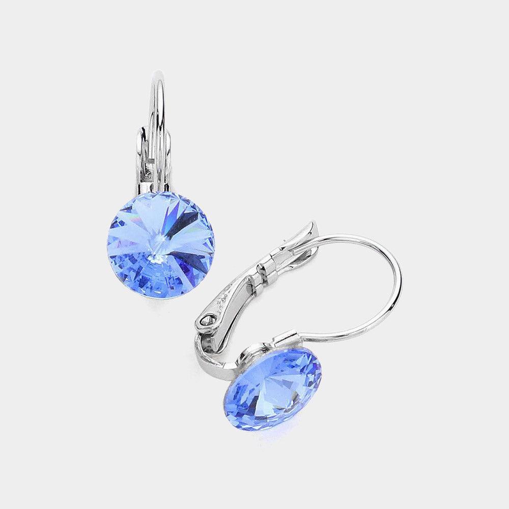 Genuine Round Crystal Lever Back Earrings - Jewelry Store by Erik Rayo