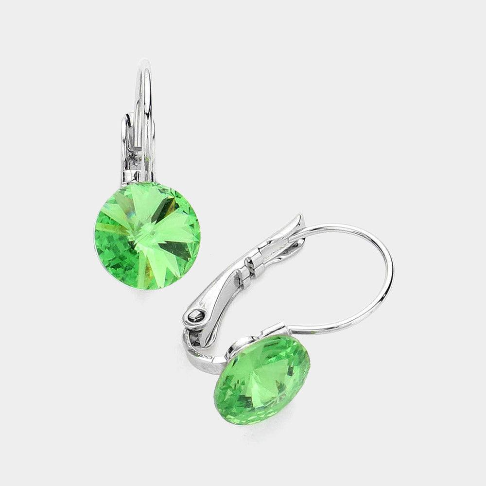 Genuine Round Crystal Lever Back Earrings - Jewelry Store by Erik Rayo