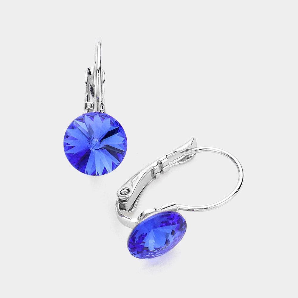 Genuine Round Crystal Lever Back Earrings - Jewelry Store by Erik Rayo
