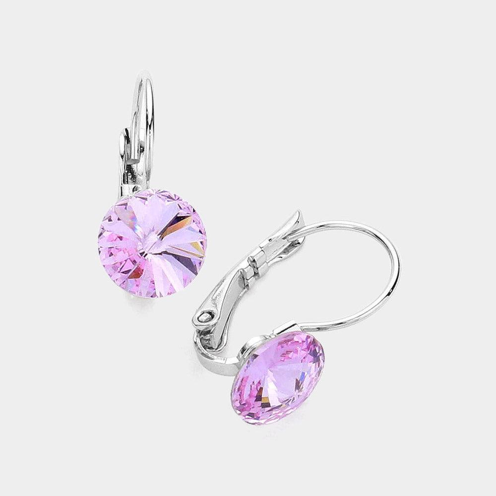 Genuine Round Crystal Lever Back Earrings - Jewelry Store by Erik Rayo