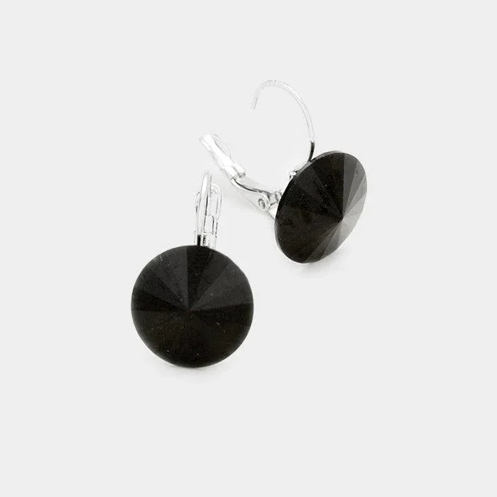 Silver Genuine Round Crystal Lever Back Earrings - Jewelry Store by Erik Rayo