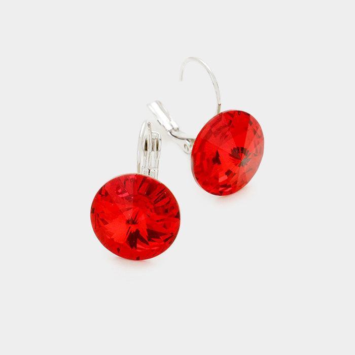 Silver Genuine Round Crystal Lever Back Earrings - Jewelry Store by Erik Rayo