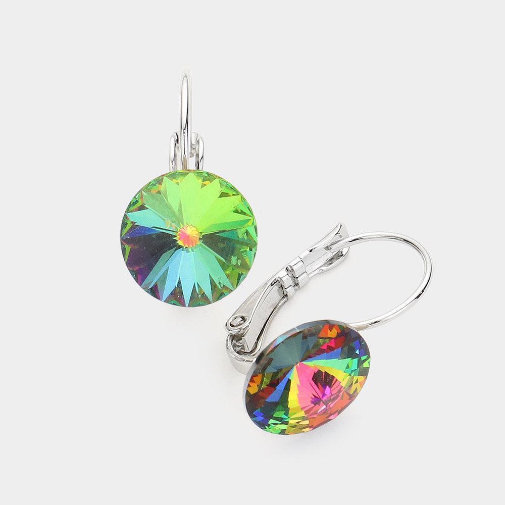 Genuine Round Crystal Lever Back Earrings - Jewelry Store by Erik Rayo