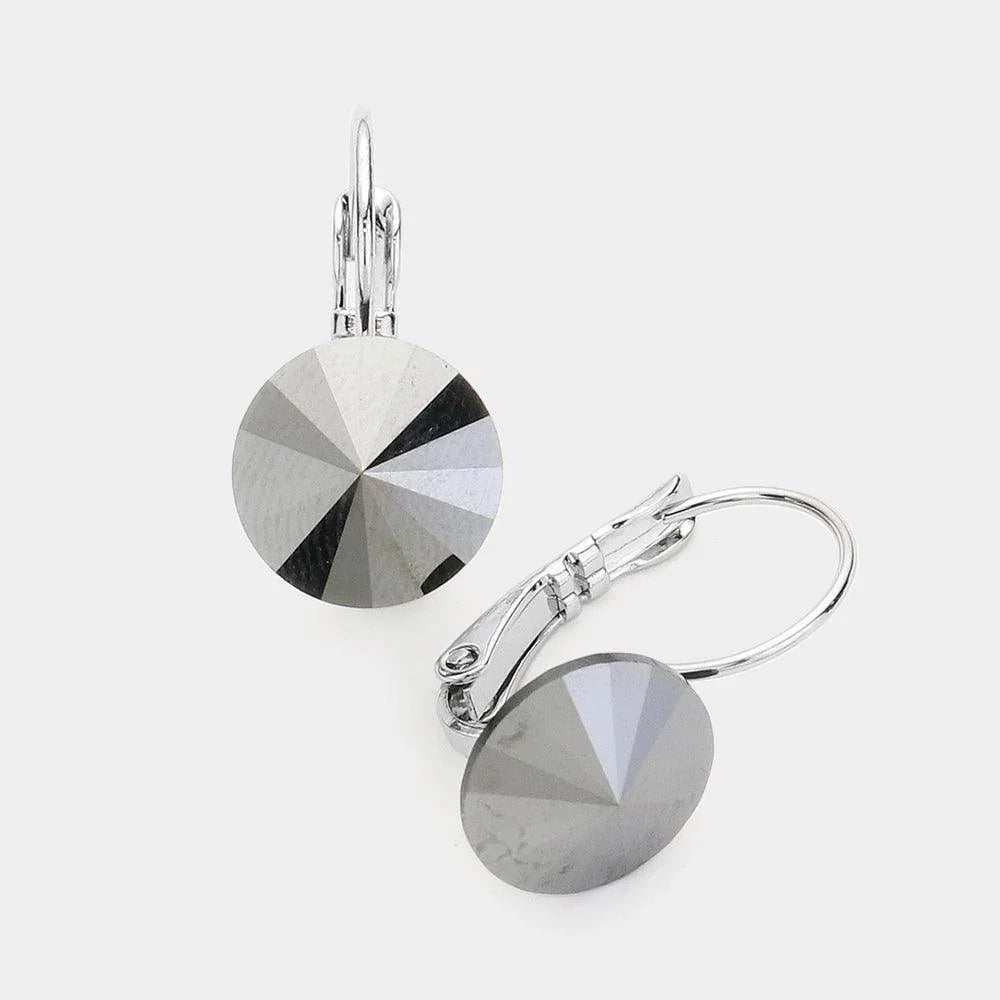 Genuine Round Crystal Lever Back Earrings - Jewelry Store by Erik Rayo