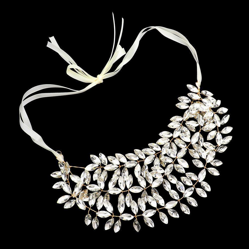 Gold Marquise Stone Cluster Vine Bun Wrap Headpiece / Necklace - Jewelry Store by Erik Rayo