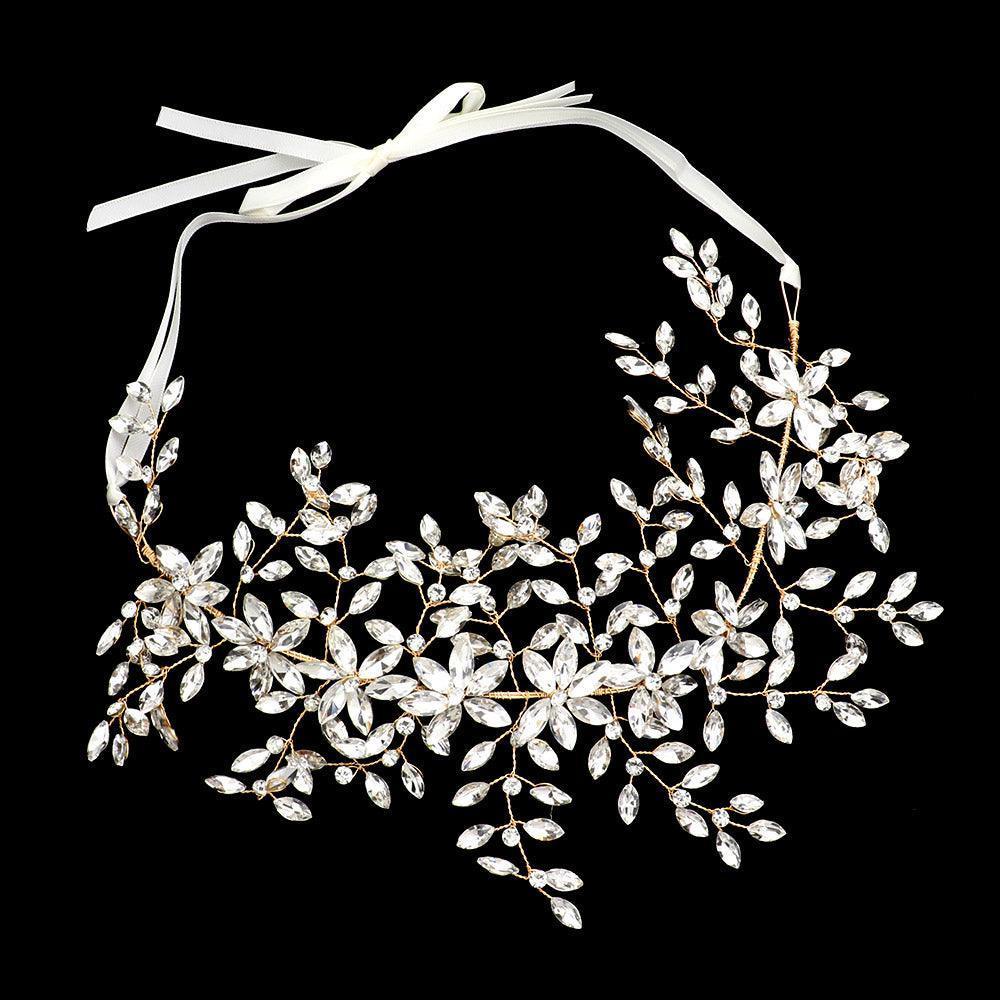 Gold Marquise Stone Cluster Vine Bun Wrap Headpiece / Necklace - Jewelry Store by Erik Rayo
