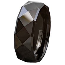 Load image into Gallery viewer, Men&#39;s Wedding Band 6mm Black Multi-Faceted Ring for Men and Women
