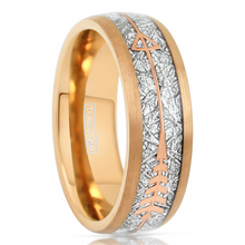 Load image into Gallery viewer, Rose Gold Tungsten Carbide Wedding Band Ring for Men &amp; Women 6mm – Meteorite Inlay - Rose Arrow
