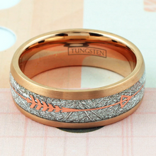 Load image into Gallery viewer, Rose Gold Tungsten Carbide Wedding Band Ring for Men &amp; Women 6mm – Meteorite Inlay - Rose Arrow
