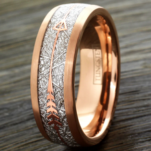 Load image into Gallery viewer, Rose Gold Tungsten Carbide Wedding Band Ring for Men &amp; Women 6mm – Meteorite Inlay - Rose Arrow
