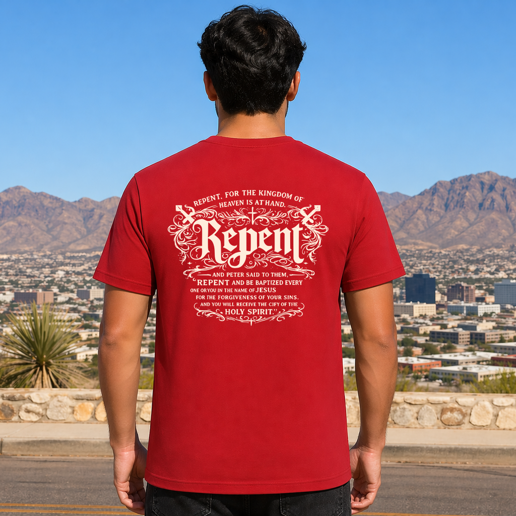 Repent Red Christian Shirt for Men and Women Unisex Sizes S-4XL