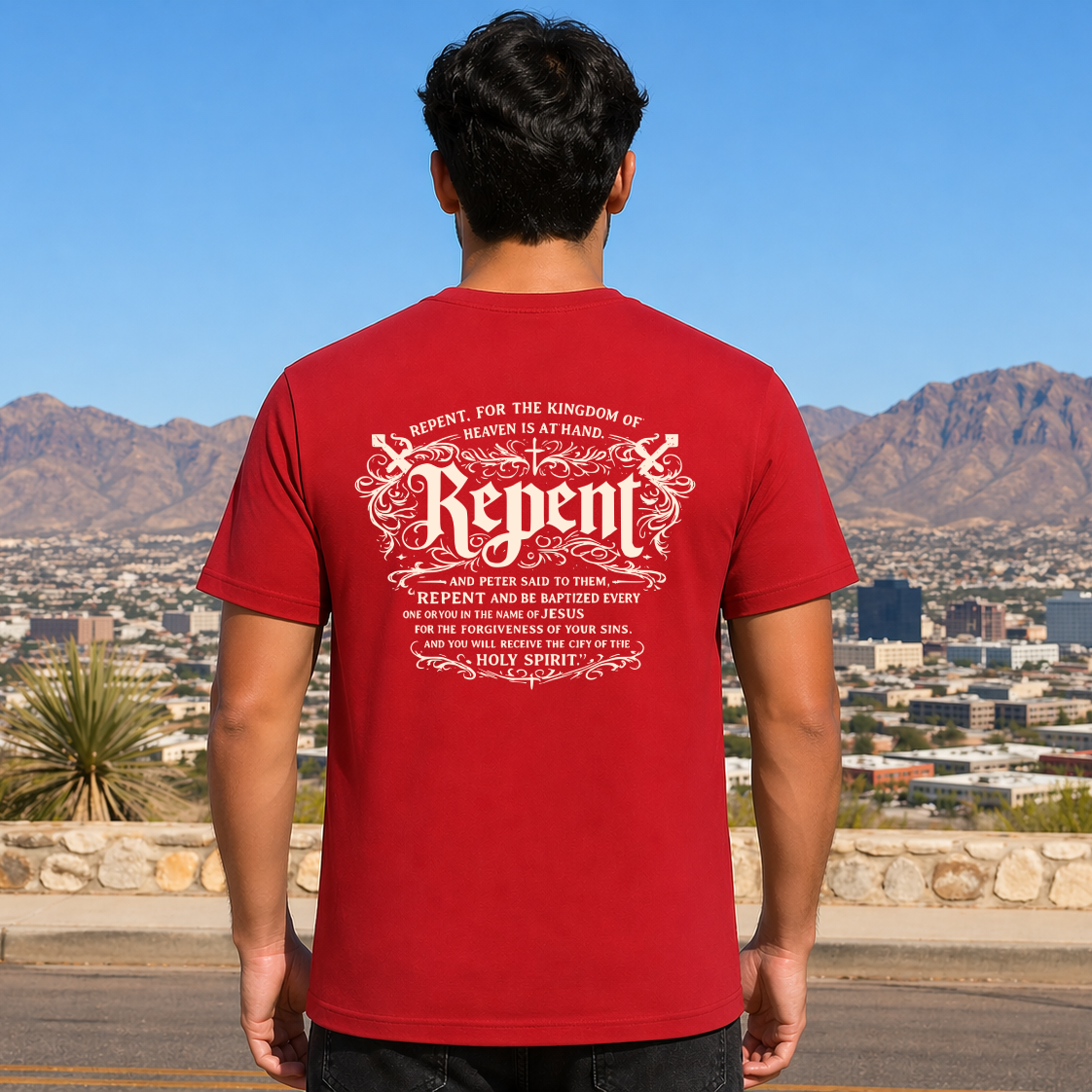 Repent Red Christian Shirt for Men and Women Unisex Sizes S-4XL