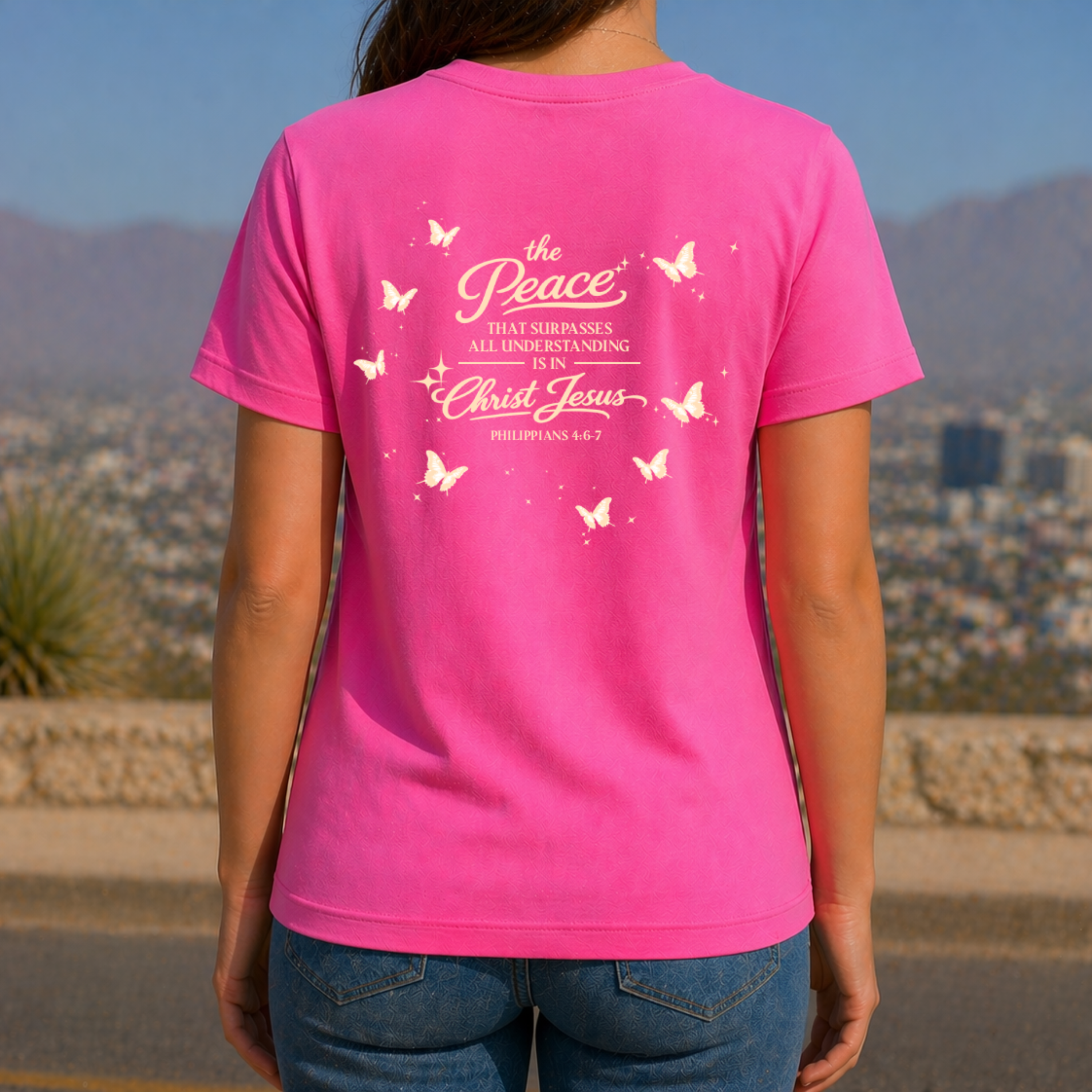 Be Still Pink Christian Shirt for Women with Butterflies Unisex Sizes S-4XL