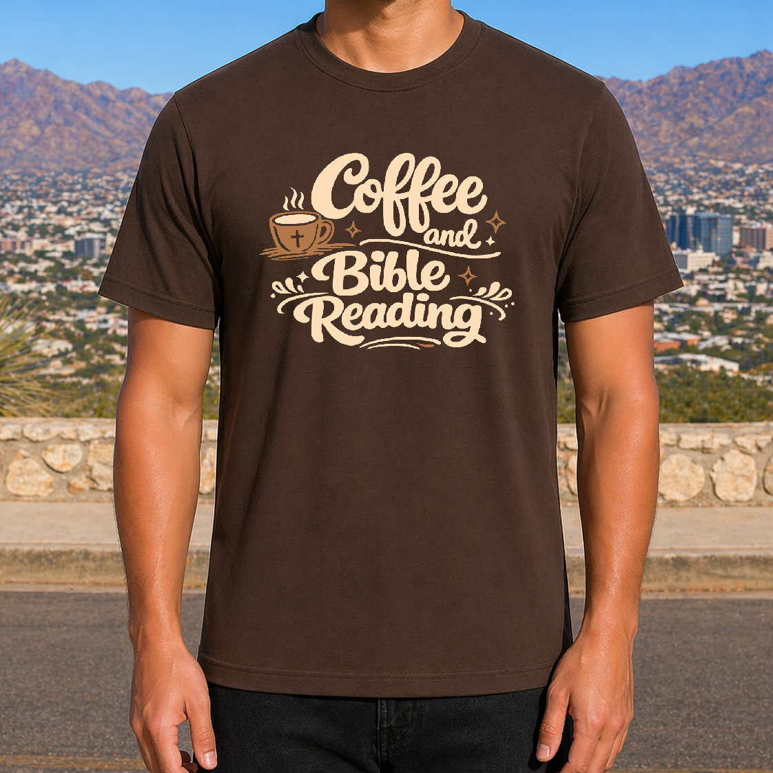 Coffe and Bible Reading Brown Christian Shirt for Men and Women Unisex Sizes S-4XL