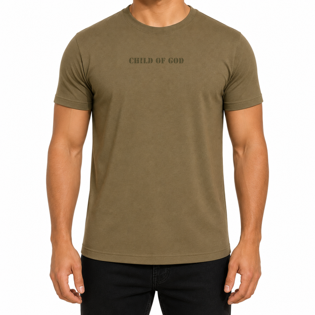 Child of God Christian Shirt in Coyote Brown Military Green Sizes S-3XL