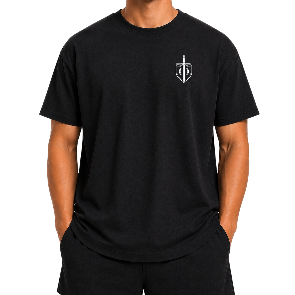 Christian Shirt Christ is King with Cross Oversized Fit Heavy Cotton S-3XL