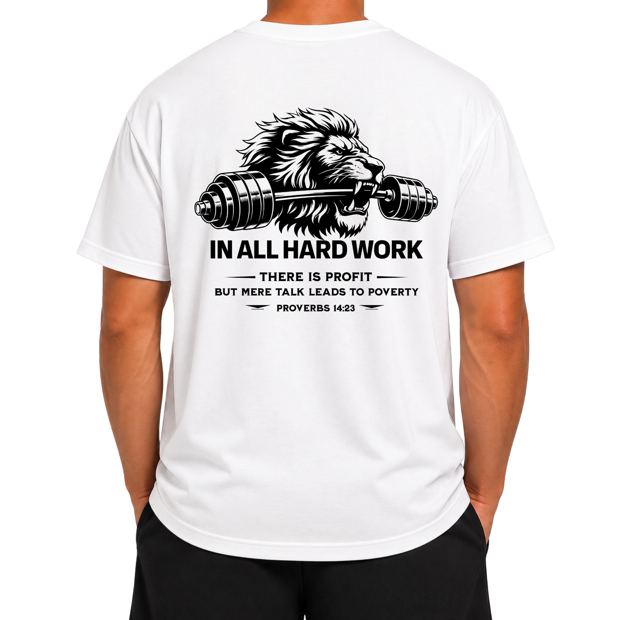 Lion & Gym Black Oversized Christian Shirt in White for Men and Women Unisex Sizes S-3XL