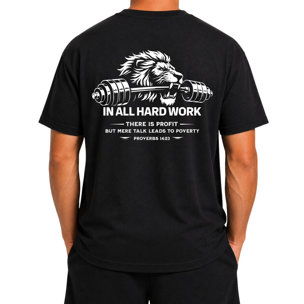 Lion & Gym Black Oversized Christian Shirt for Men and Women Unisex Sizes S-4XL