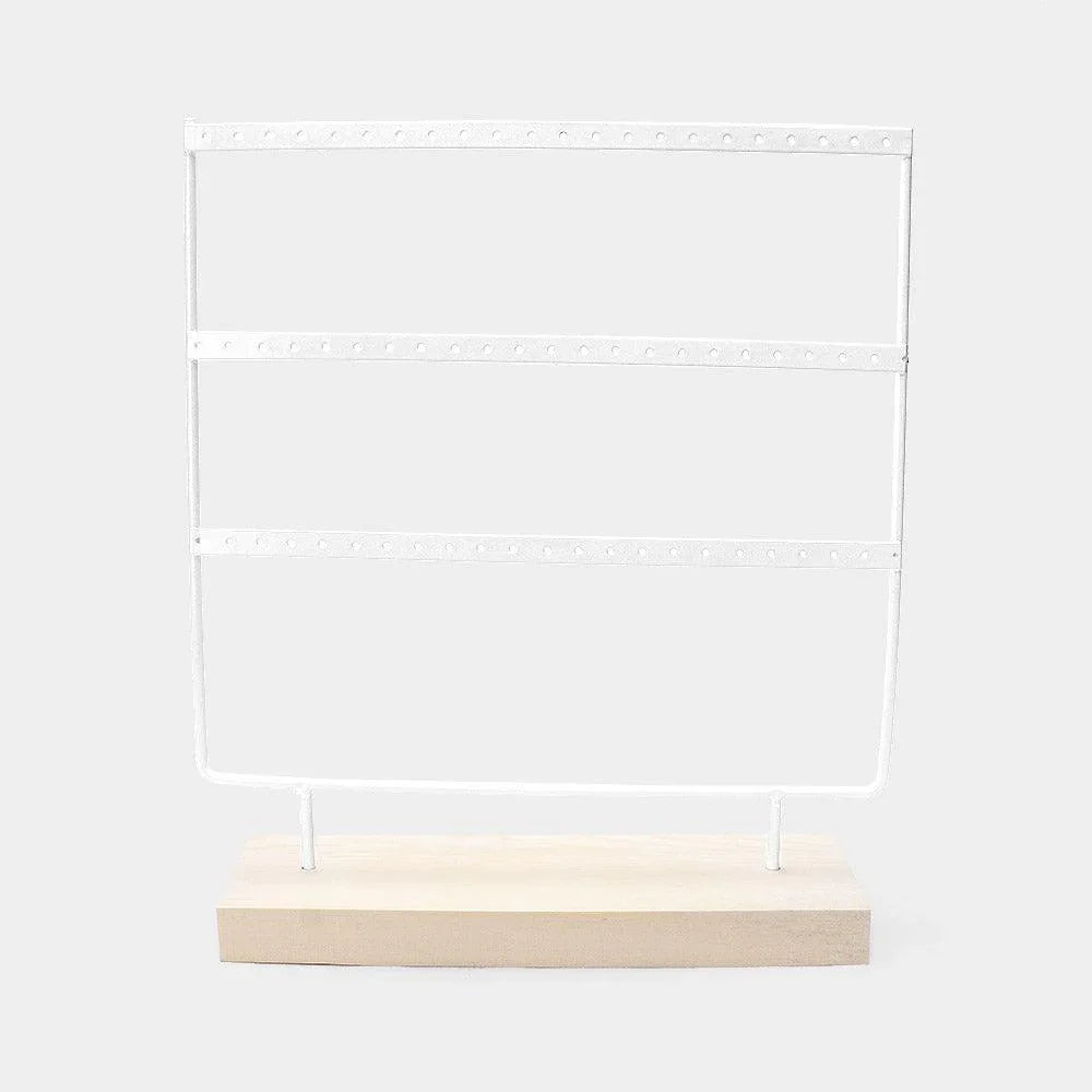 White 3 Row Earrings Display Stand Rack - Jewelry Store by Erik Rayo