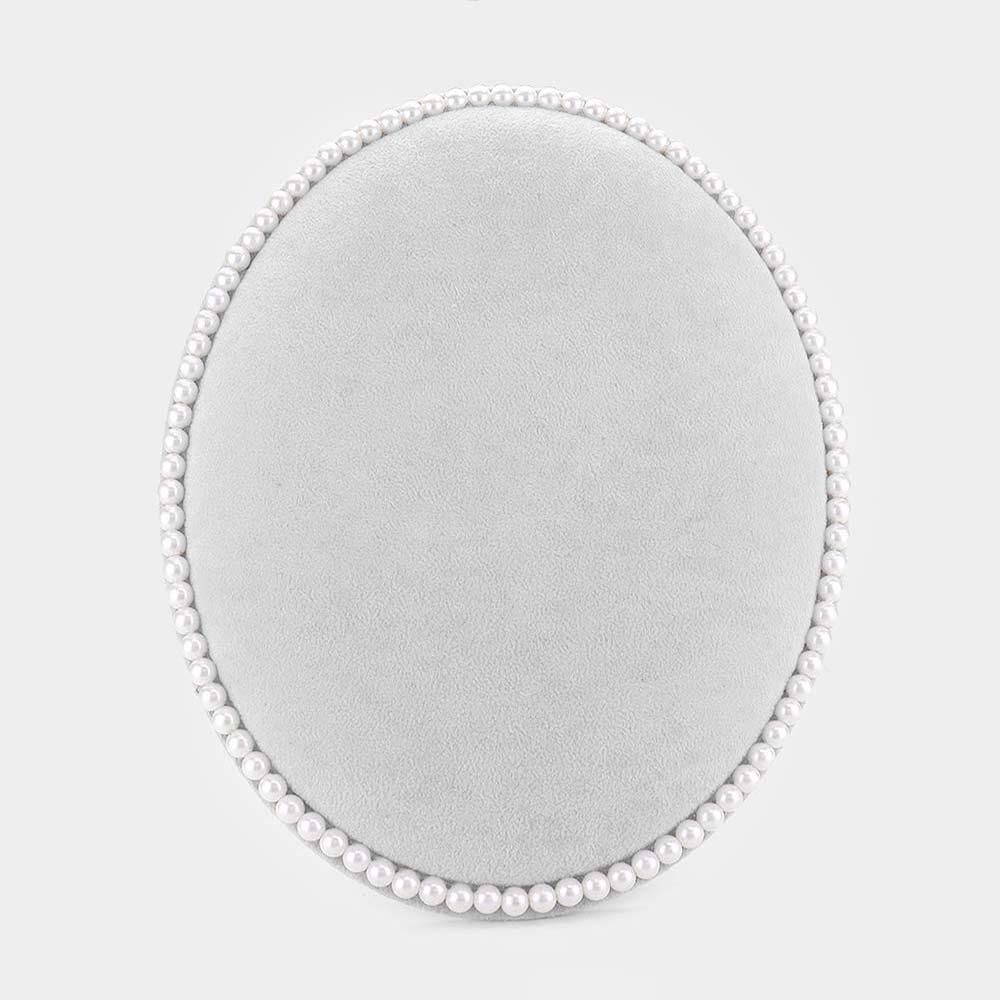 Gray Pearl Trim Oval Earring Jewelry Display Stand - Jewelry Store by Erik Rayo
