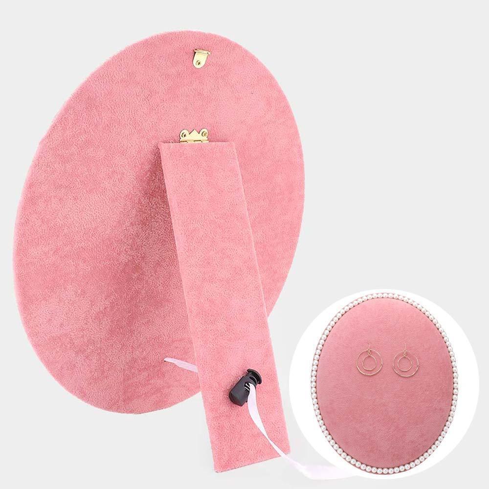 Pink Pearl Trim Oval Earring Jewelry Display Stand - Jewelry Store by Erik Rayo