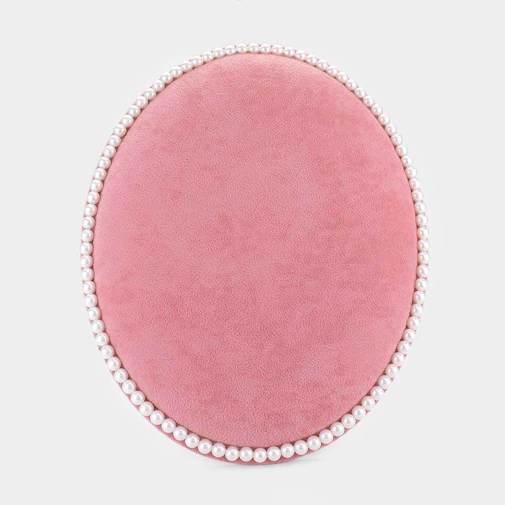 Pink Pearl Trim Oval Earring Jewelry Display Stand - Jewelry Store by Erik Rayo