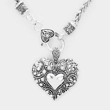 Load image into Gallery viewer, Silver Filigree Heart Pendant Necklace
