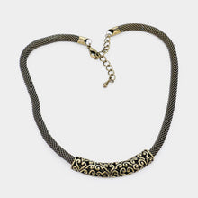 Load image into Gallery viewer, Gold Embossed Metal Mesh Chain Necklace
