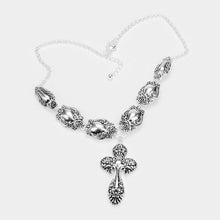 Load image into Gallery viewer, Silver Antique Silver Cross Metal Necklace
