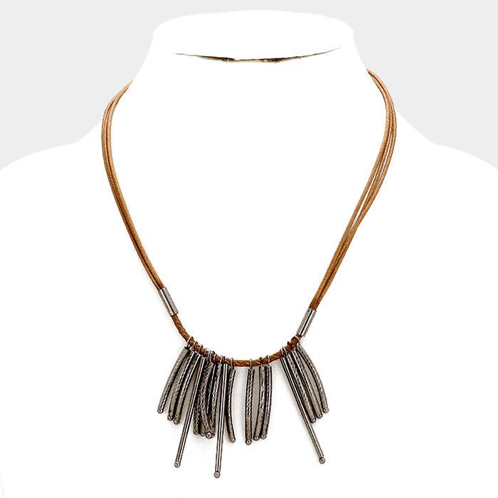 Black Metal fringe bars necklace