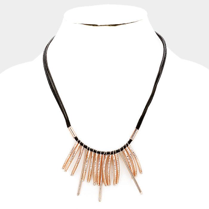 Pink Metal fringe bars necklace