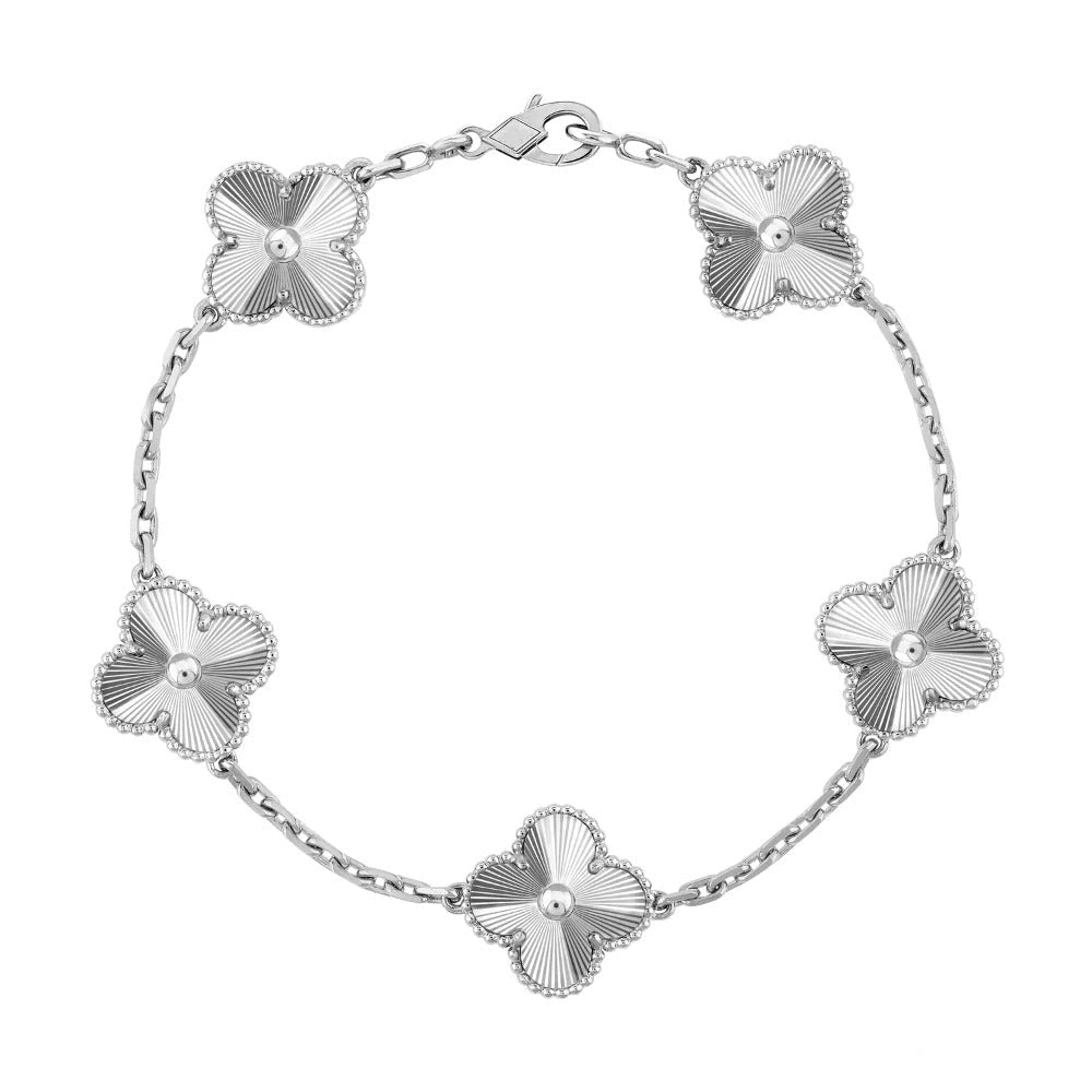 Real Solid 925 Silver Clover Bracelets Adjustable 7