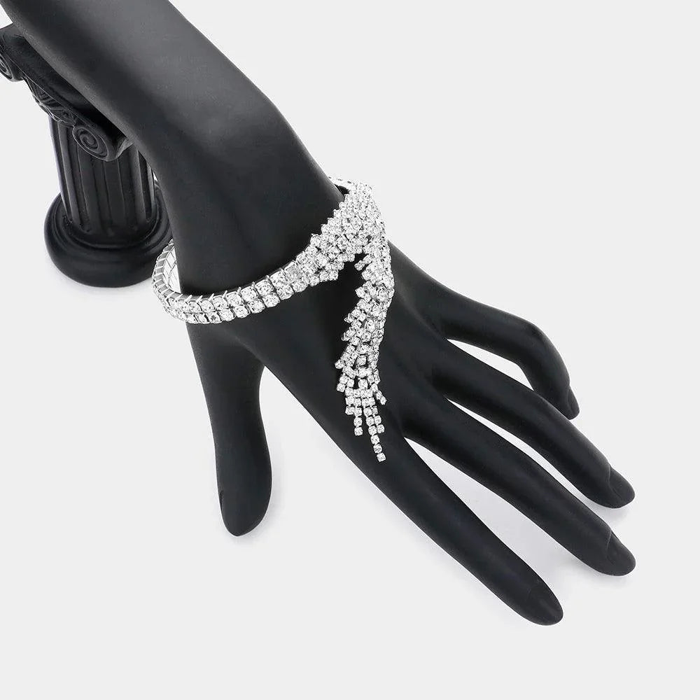 Silver Rhinestone Paved Adjustable Evening Bracelet - Jewelry Store by Erik Rayo