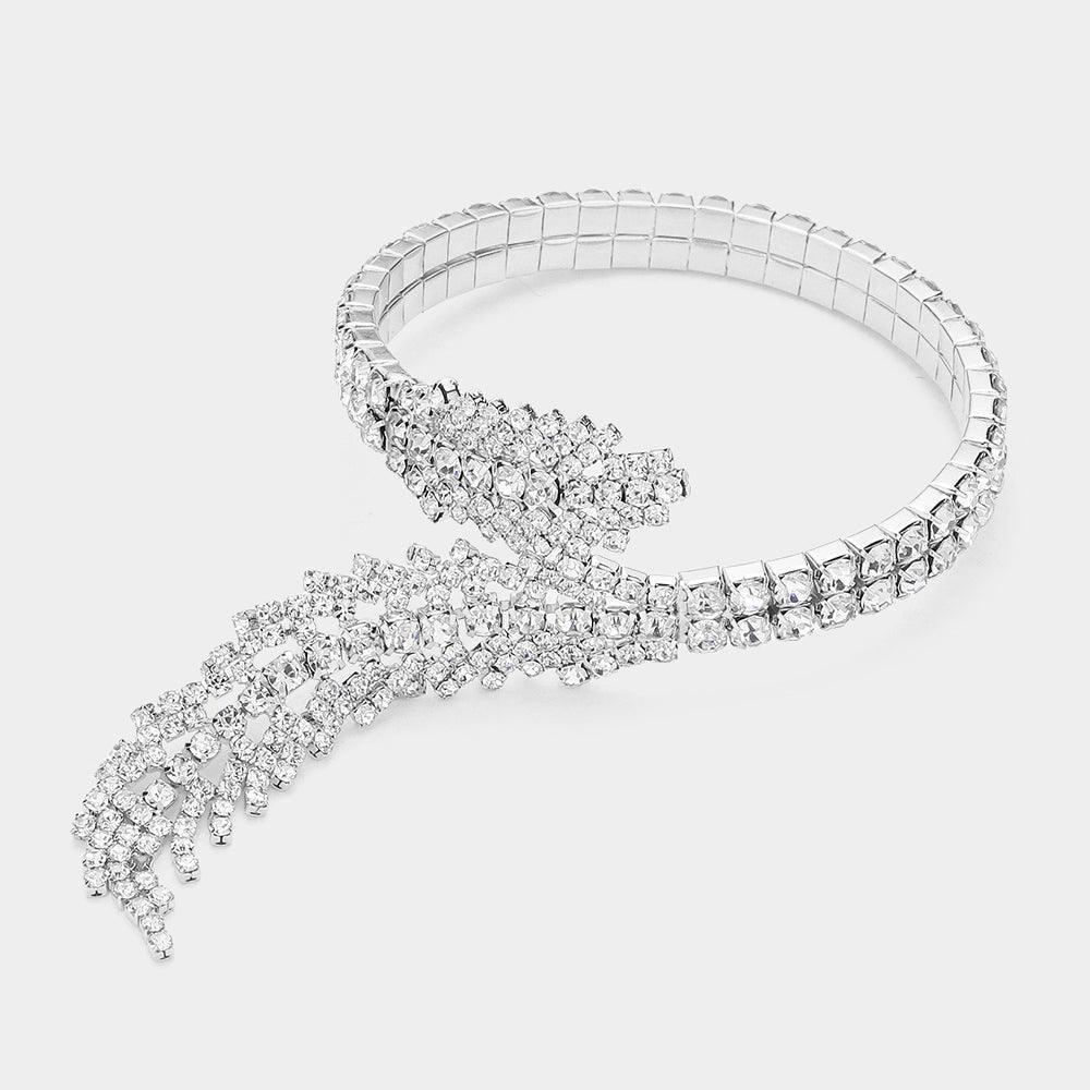 Silver Rhinestone Paved Adjustable Evening Bracelet - Jewelry Store by Erik Rayo