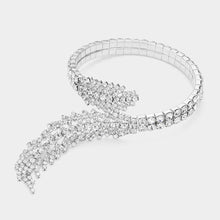 Load image into Gallery viewer, Silver Rhinestone Paved Adjustable Evening Bracelet
