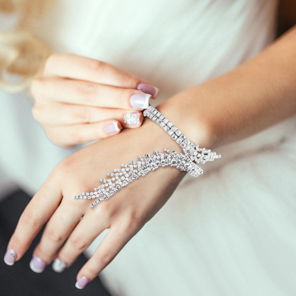 Silver Rhinestone Paved Adjustable Evening Bracelet - Jewelry Store by Erik Rayo