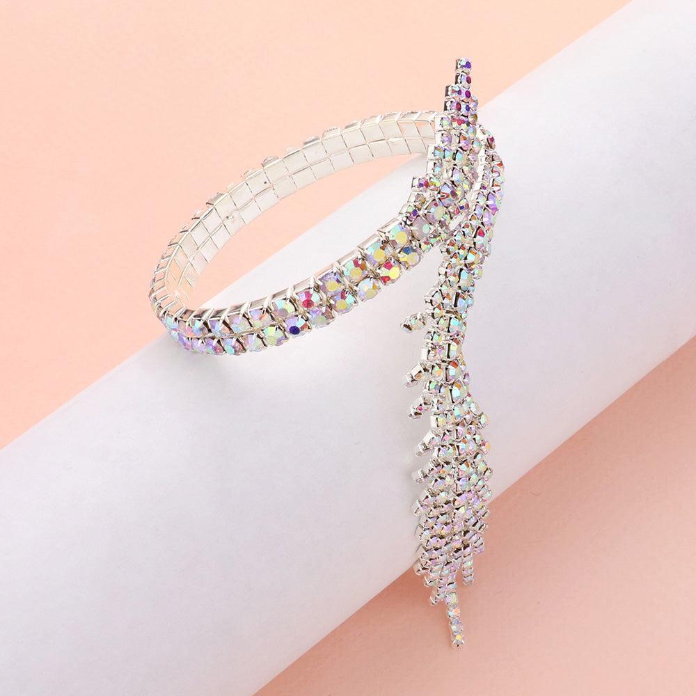 Silver Rhinestone Paved Adjustable Evening Bracelet - Jewelry Store by Erik Rayo