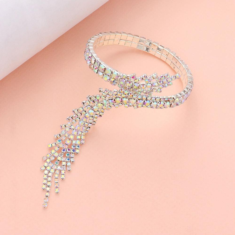 Silver Rhinestone Paved Adjustable Evening Bracelet - Jewelry Store by Erik Rayo