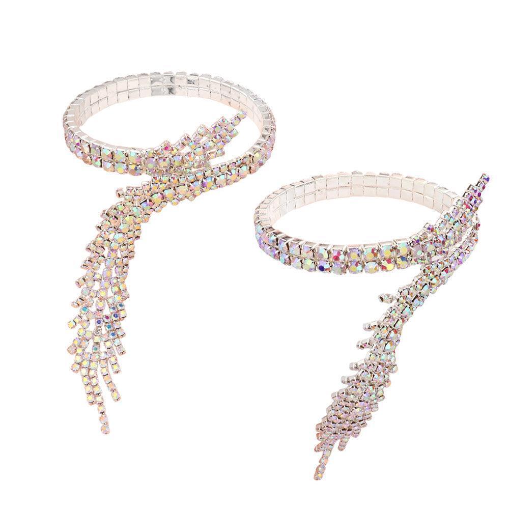 Silver Rhinestone Paved Adjustable Evening Bracelet - Jewelry Store by Erik Rayo