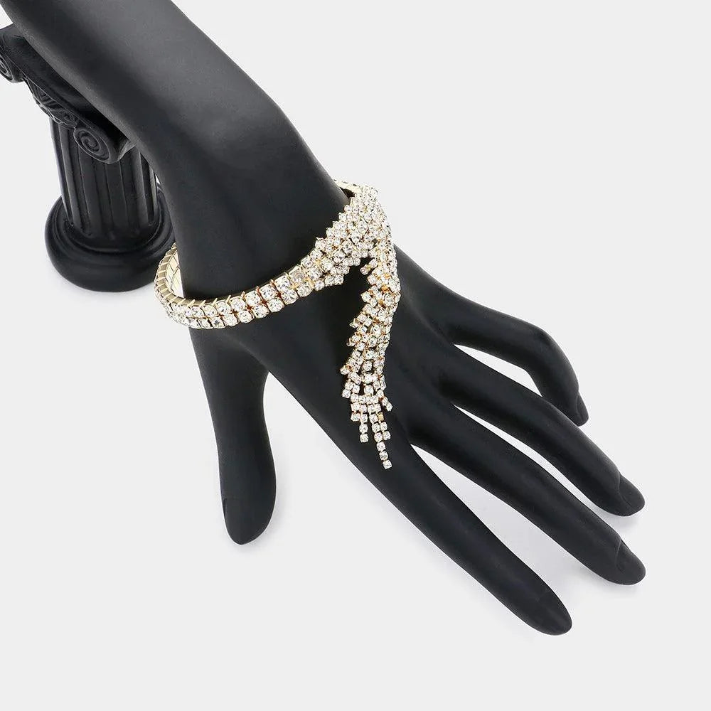 Gold Rhinestone Paved Adjustable Evening Bracelet - Jewelry Store by Erik Rayo