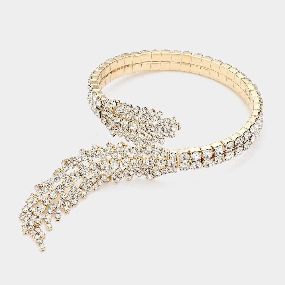 Gold Rhinestone Paved Adjustable Evening Bracelet - Jewelry Store by Erik Rayo